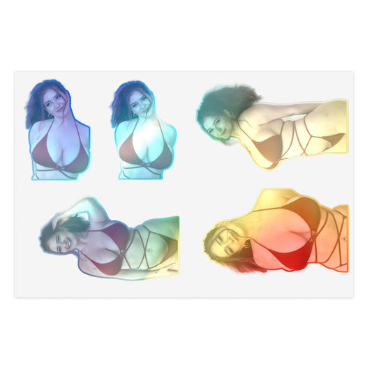 EF Red Bikini Waterproof Sticker Sheet Bundle - 5pcs Fun Beach Vibe Designs